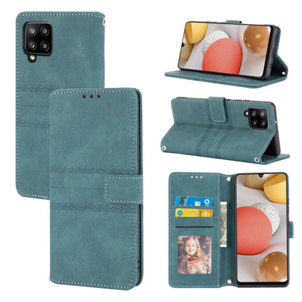 Embossed Striped Magnetic Buckle PU + TPU Horizontal Flip Leather Case with Holder & Card Slot & Wallet & Photo Frame & Sling, For Samsung Galaxy A71, For Samsung Galaxy A12 5G, For Samsung Galaxy A22 4G, For Samsung Galaxy A22 5G