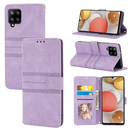 Embossed Striped Magnetic Buckle PU + TPU Horizontal Flip Leather Case with Holder & Card Slot & Wallet & Photo Frame & Sling, For Samsung Galaxy A71, For Samsung Galaxy A12 5G, For Samsung Galaxy A22 4G, For Samsung Galaxy A22 5G