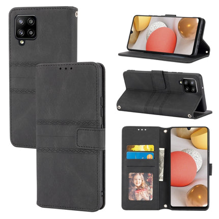 Embossed Striped Magnetic Buckle PU + TPU Horizontal Flip Leather Case with Holder & Card Slot & Wallet & Photo Frame & Sling, For Samsung Galaxy A71, For Samsung Galaxy A12 5G, For Samsung Galaxy A22 4G, For Samsung Galaxy A22 5G