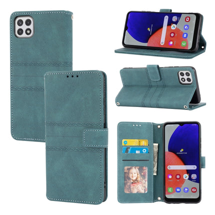 Embossed Striped Magnetic Buckle PU + TPU Horizontal Flip Leather Case with Holder & Card Slot & Wallet & Photo Frame & Sling, For Samsung Galaxy A71, For Samsung Galaxy A12 5G, For Samsung Galaxy A22 4G, For Samsung Galaxy A22 5G