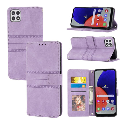 Embossed Striped Magnetic Buckle PU + TPU Horizontal Flip Leather Case with Holder & Card Slot & Wallet & Photo Frame & Sling, For Samsung Galaxy A71, For Samsung Galaxy A12 5G, For Samsung Galaxy A22 4G, For Samsung Galaxy A22 5G