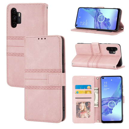 Embossed Striped Magnetic Buckle PU + TPU Horizontal Flip Leather Case with Holder & Card Slot & Wallet & Photo Frame & Sling, For Samsung Galaxy A32 4G, For Samsung Galaxy A32 5G, For Samsung Galaxy A42 5G, For Samsung Galaxy A52 5G / 4G