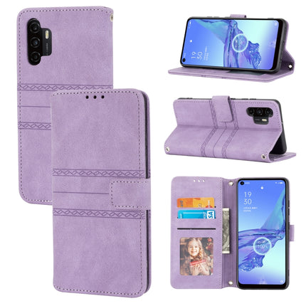 Embossed Striped Magnetic Buckle PU + TPU Horizontal Flip Leather Case with Holder & Card Slot & Wallet & Photo Frame & Sling, For Samsung Galaxy A32 4G, For Samsung Galaxy A32 5G, For Samsung Galaxy A42 5G, For Samsung Galaxy A52 5G / 4G
