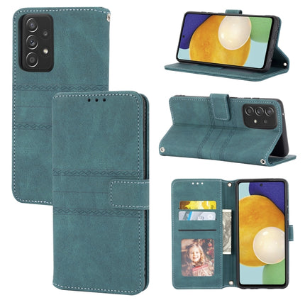 Embossed Striped Magnetic Buckle PU + TPU Horizontal Flip Leather Case with Holder & Card Slot & Wallet & Photo Frame & Sling, For Samsung Galaxy A32 4G, For Samsung Galaxy A32 5G, For Samsung Galaxy A42 5G, For Samsung Galaxy A52 5G / 4G