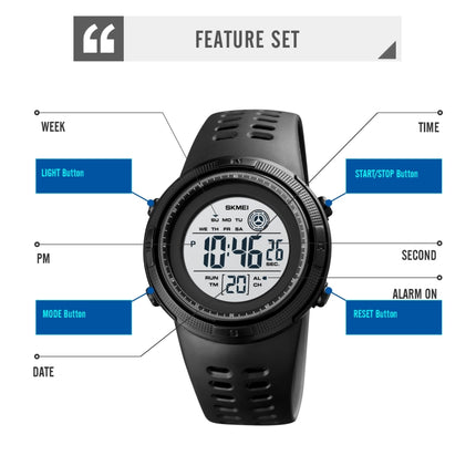 SKMEI 1773 Triplicate Round LED Dual Time Digital Display Colorful Backlight Electronic Watch