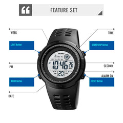 SKMEI 1773 Triplicate Round LED Dual Time Digital Display Colorful Backlight Electronic Watch