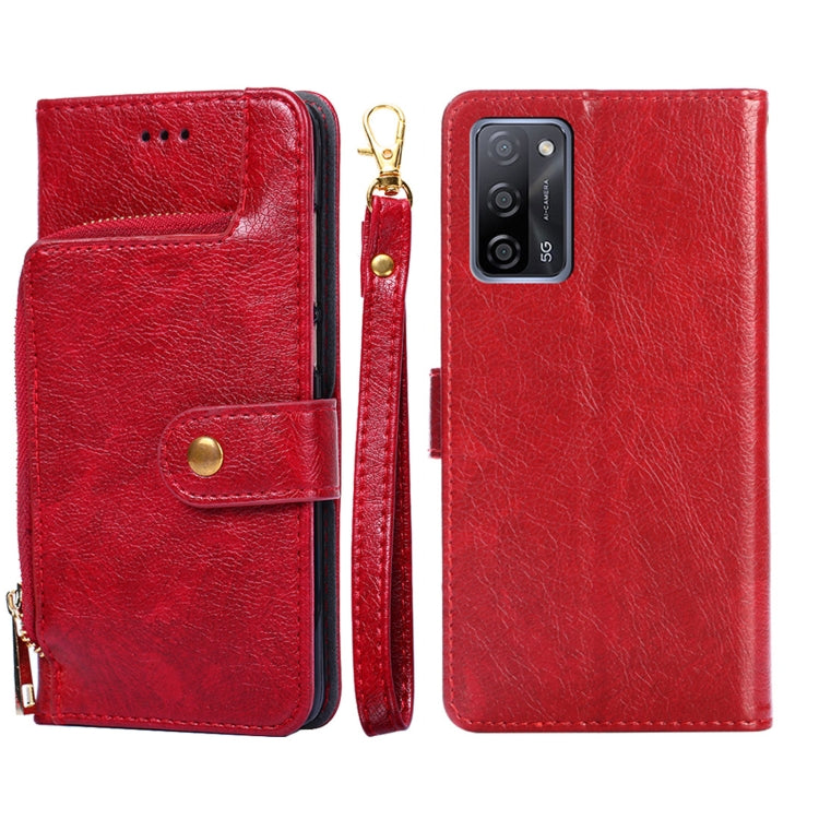 Zipper Bag PU + TPU Horizontal Flip Leather Case with Holder & Card Slot & Wallet & Lanyard, For OPPO A15, For OPPO A54, For OPPO A55 5G, For OPPO A94 / F19 Pro, For OPPO A94 5G / F19 Pro+ 5G, For OPPO F17 / A73