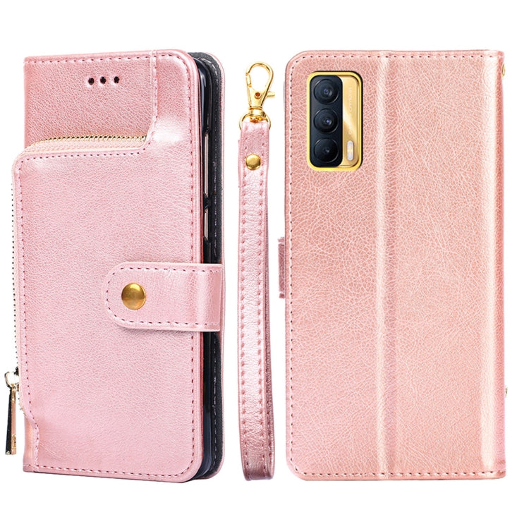 Zipper Bag PU + TPU Horizontal Flip Leather Case with Holder & Card Slot & Wallet & Lanyard, For Realme V15 5G