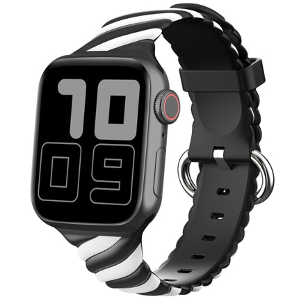 Two-color Twist Silicone Replacement Strap Watchband For Apple Watch Series, 7 41mm / 6 & SE & 5 & 4 40mm / 3 & 2 & 1 38mm, 7 45mm / 6 & SE & 5 & 4 44mm / 3 & 2 & 1 42mm