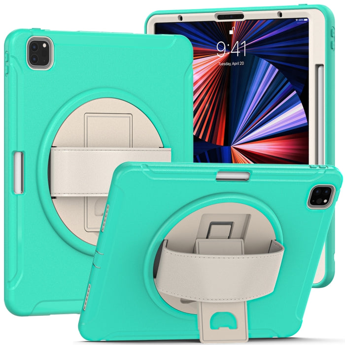 Funda protectora de PC + TPU con rotación de 360 ​​grados con soporte y correa de mano, para iPad Pro 12.9 2022/2021, para iPad Air 4 10.9/Pro 11 2021/2020/2018