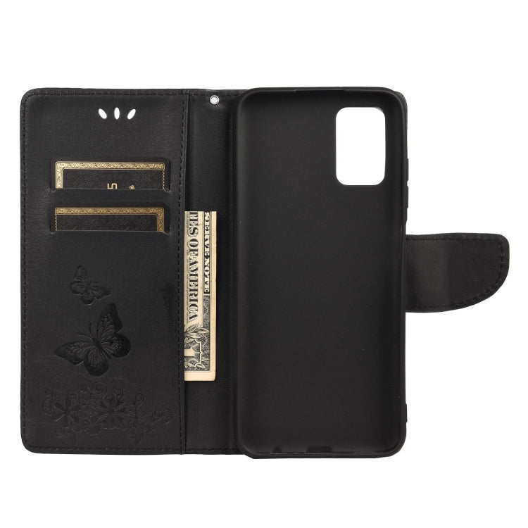 Horizontale Klapphülle aus Leder mit geprägtem Blumen- und Schmetterlingsmuster im Vintage-Stil, mit Kartenfach, Halter, Geldbörse und Trageband, für Samsung Galaxy A03s 164 mm, für iPhone 13 mini, für iPhone 13, für iPhone 13 Pro
