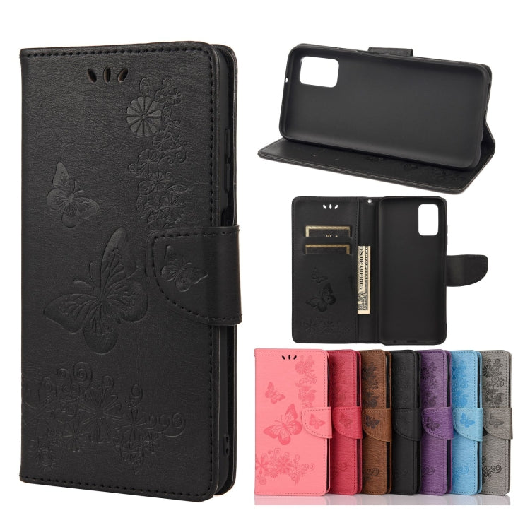 Horizontale Klapphülle aus Leder mit geprägtem Blumen- und Schmetterlingsmuster im Vintage-Stil, mit Kartenfach, Halter, Geldbörse und Trageband, für Samsung Galaxy A03s 164 mm, für iPhone 13 mini, für iPhone 13, für iPhone 13 Pro