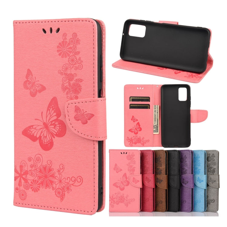 Horizontale Klapphülle aus Leder mit geprägtem Blumen- und Schmetterlingsmuster im Vintage-Stil, mit Kartenfach, Halter, Geldbörse und Trageband, für Samsung Galaxy A03s 164 mm, für iPhone 13 mini, für iPhone 13, für iPhone 13 Pro