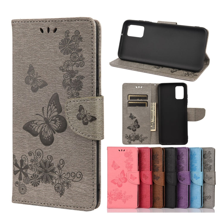 Horizontale Klapphülle aus Leder mit geprägtem Blumen- und Schmetterlingsmuster im Vintage-Stil, mit Kartenfach, Halter, Geldbörse und Trageband, für Samsung Galaxy A03s 164 mm, für iPhone 13 mini, für iPhone 13, für iPhone 13 Pro