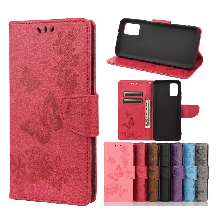 Horizontale Klapphülle aus Leder mit geprägtem Blumen- und Schmetterlingsmuster im Vintage-Stil, mit Kartenfach, Halter, Geldbörse und Trageband, für Samsung Galaxy A03s 164 mm, für iPhone 13 mini, für iPhone 13, für iPhone 13 Pro