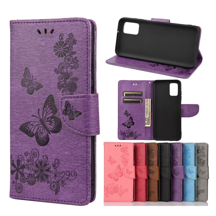 Horizontale Klapphülle aus Leder mit geprägtem Blumen- und Schmetterlingsmuster im Vintage-Stil, mit Kartenfach, Halter, Geldbörse und Trageband, für Samsung Galaxy A03s 164 mm, für iPhone 13 mini, für iPhone 13, für iPhone 13 Pro