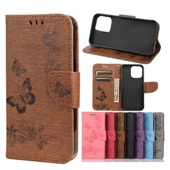 Vintage Embossed Floral Butterfly Pattern Horizontal Flip Leather Case with Card Slot & Holder & Wallet & Lanyard, For Samsung Galaxy A03s 164mm, For iPhone 13 mini, For iPhone 13, For iPhone 13 Pro