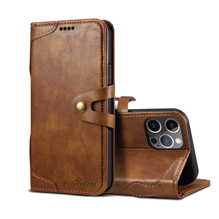 Horizontale Klapphülle aus Leder mit Schnalle und Kalbslederstruktur, mit Halterung, Kartenfächern und Geldbörse, für iPhone 13 mini, für iPhone 13, für iPhone 13 Pro, für iPhone 13 Pro Max