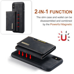 DG.MING M2 Series 3-Fold Multi Card Bag + Magnetic Back Cover Shockproof Case with Wallet & Holder Function, For iPhone X, For iPhone XS, For iPhone XS Max