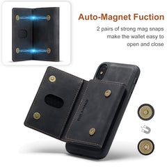 DG.MING M2 Series 3-Fold Multi Card Bag + Magnetic Back Cover Shockproof Case with Wallet & Holder Function, For iPhone X, For iPhone XS, For iPhone XS Max