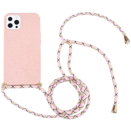 Estuche a prueba de golpes de material de paja de trigo + TPU con cordón para el cuello, para iPhone 13 mini, para iPhone 13, para iPhone 13 Pro, para iPhone 13 Pro Max