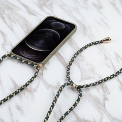 Wheat Straw Material + TPU Shockproof Case with Neck Lanyard, For iPhone 13 Pro Max