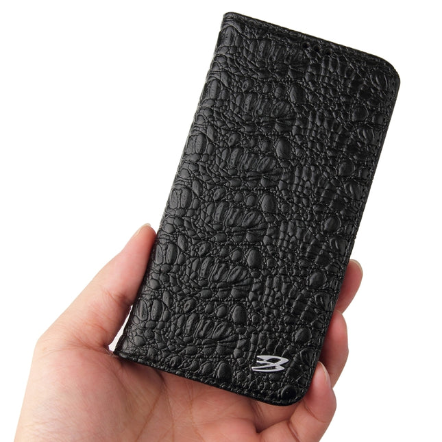 Fierre Shann - Funda de piel auténtica con tapa horizontal magnética con textura de cocodrilo, soporte y ranura para tarjetas, para iPhone 13 mini, iPhone 13, iPhone 13 Pro, iPhone 13 Pro Max