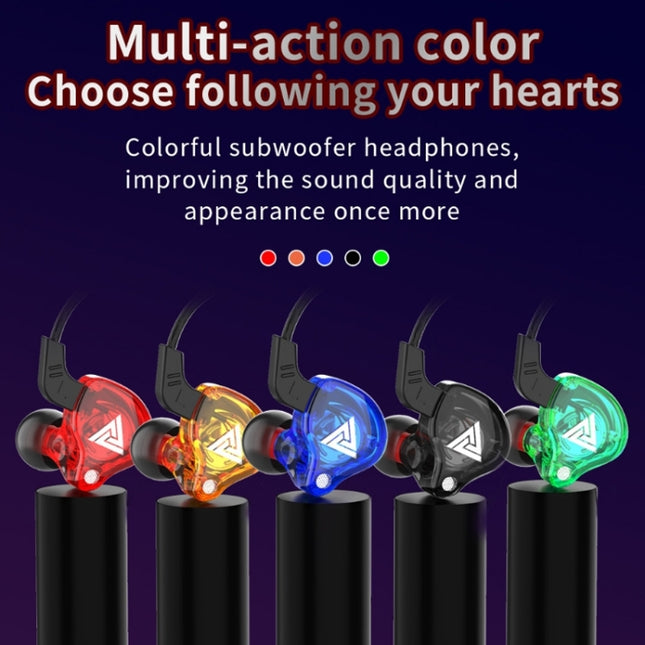 Auriculares deportivos con subwoofer y cable intrauditivo QKZ AK6 de 3,5 mm, longitud del cable: aproximadamente 1,2 m, 1 unidad, 1 par