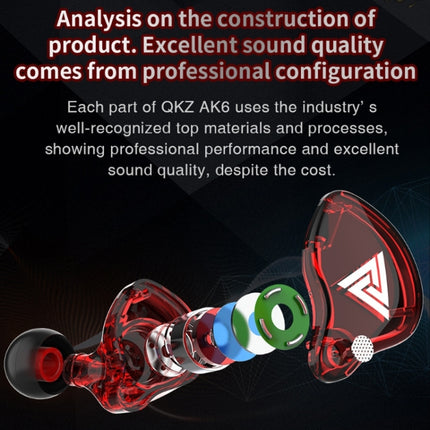 QKZ AK6 3,5 mm In-Ear-Sportkopfhörer mit kabelgebundenem Subwoofer, Kabellänge: ca. 1,2 m, 1 Stück, 1 Paar