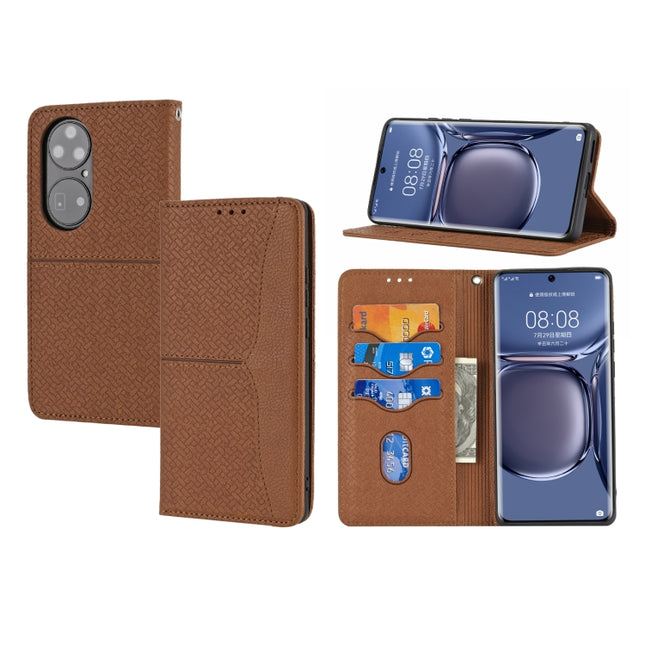 Woven Texture Stitching Magnetic Horizontal Flip PU Leather Case with Holder & Card Slots & Wallet & Lanyard, For Huawei P50, For Huawei P50 Pro, For Honor 50, For Honor 50 Pro