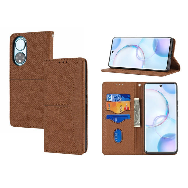 Woven Texture Stitching Magnetic Horizontal Flip PU Leather Case with Holder & Card Slots & Wallet & Lanyard, For Honor 50 SE
