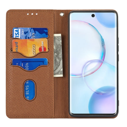 Woven Texture Stitching Magnetic Horizontal Flip PU Leather Case with Holder & Card Slots & Wallet & Lanyard, For Honor 50 SE