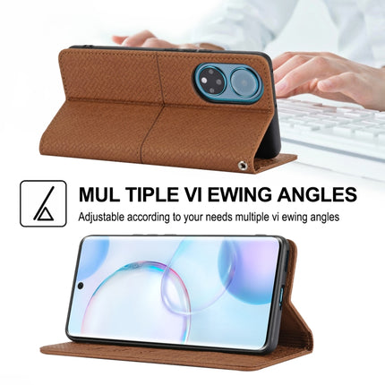 Woven Texture Stitching Magnetic Horizontal Flip PU Leather Case with Holder & Card Slots & Wallet & Lanyard, For Honor 50 SE