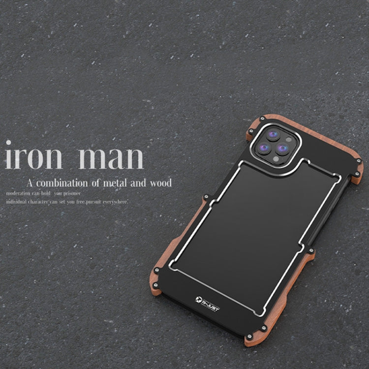 R-JUST Ironwood Man Stoßfeste Schutzhülle aus Metall + Holzstoßstange, für iPhone 13 mini, für iPhone 13, für iPhone 13 Pro, für iPhone 13 Pro Max