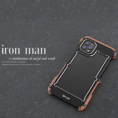 R-JUST Ironwood Man Stoßfeste Schutzhülle aus Metall + Holzstoßstange, für iPhone 13 mini, für iPhone 13, für iPhone 13 Pro, für iPhone 13 Pro Max