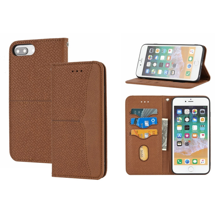 Magnetische horizontale Klapphülle aus PU-Leder mit gewebter Strukturnaht, Halterung, Kartenfächern, Geldbörse und Trageband, für iPhone 8 Plus/7 Plus, für iPhone 11, für iPhone 11 Pro, für iPhone 11 Pro Max, für iPhone 12/12 Pro