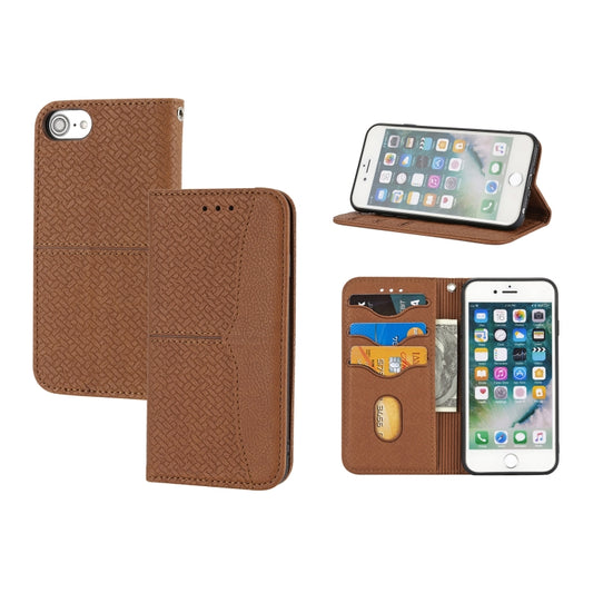 Funda de piel sintética con tapa horizontal magnética con costuras de textura tejida, soporte, ranuras para tarjetas, billetera y cordón, para iPhone SE 2022/SE 2020/8/7, iPhone XR, iPhone X/XS, iPhone XS Max