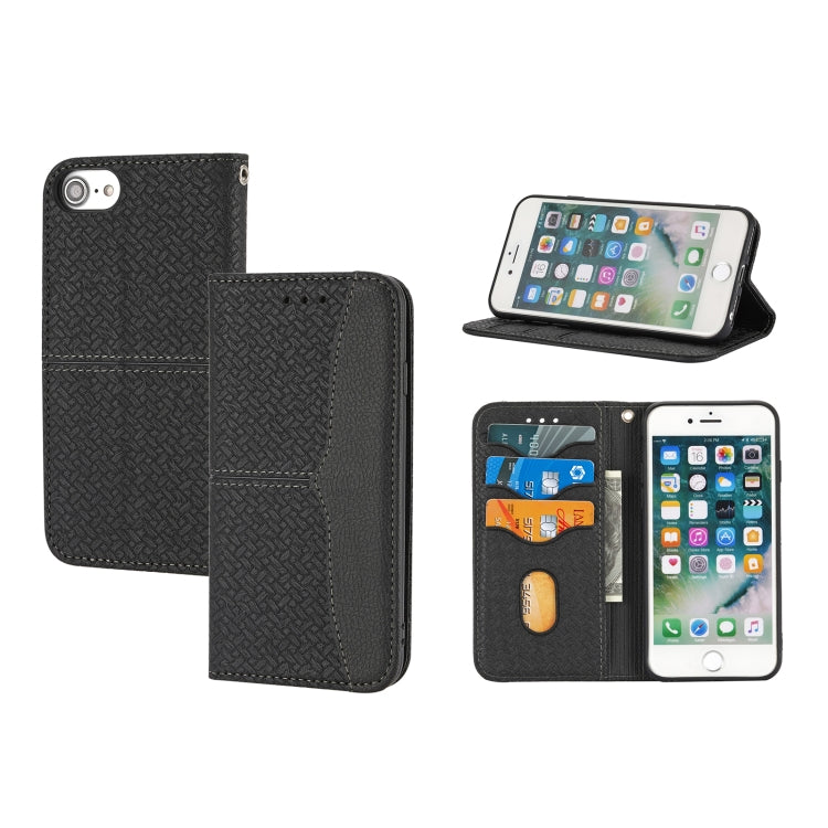 Woven Texture Stitching Magnetic Horizontal Flip PU Leather Case with Holder & Card Slots & Wallet & Lanyard, For iPhone 13 Pro, For iPhone 13 Pro Max, For iPhone SE 2022 / SE 2020 / 8 / 7, For iPhone XR