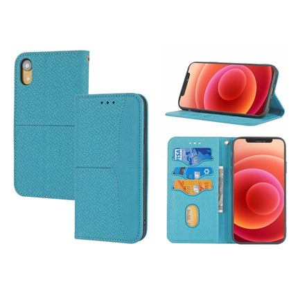 Funda de piel sintética con tapa horizontal magnética con costuras de textura tejida, soporte, ranuras para tarjetas, billetera y cordón, para iPhone SE 2022/SE 2020/8/7, iPhone XR, iPhone X/XS, iPhone XS Max