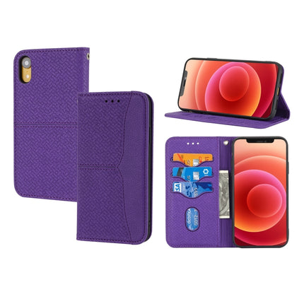 Funda de piel sintética con tapa horizontal magnética con costuras de textura tejida, soporte, ranuras para tarjetas, billetera y cordón, para iPhone SE 2022/SE 2020/8/7, iPhone XR, iPhone X/XS, iPhone XS Max