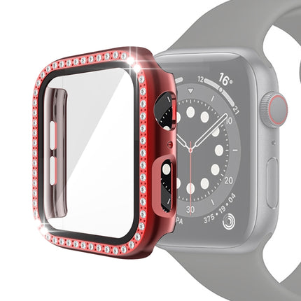 Electroplating PC Single Row Diamond Protective Case with Tempered Glass Film For Apple Watch Series, For Apple Watch Series 6 / 5 / 4 / Watch SE 40mm, For Apple Watch Series 6 / 5 / 4 / Watch SE 44mm