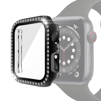 Electroplating PC Single Row Diamond Protective Case with Tempered Glass Film For Apple Watch Series, For Apple Watch Series 6 / 5 / 4 / Watch SE 40mm, For Apple Watch Series 6 / 5 / 4 / Watch SE 44mm