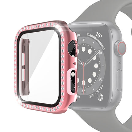 Electroplating PC Single Row Diamond Protective Case with Tempered Glass Film For Apple Watch Series, For Apple Watch Series 6 / 5 / 4 / Watch SE 40mm, For Apple Watch Series 6 / 5 / 4 / Watch SE 44mm