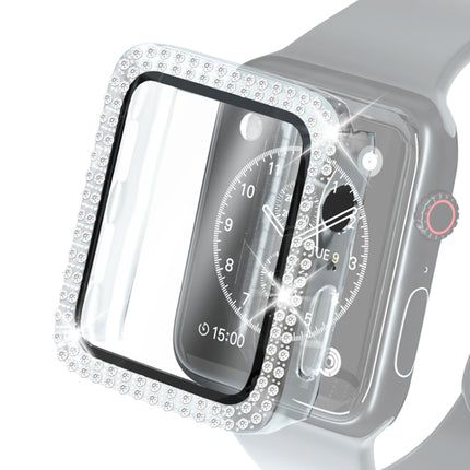 Electroplating PC Double Rows Diamond Protective Case with Tempered Glass Film For Apple Watch Series, For Apple Watch Series 6 / 5 / 4 / Watch SE 40mm, For Apple Watch Series 6 / 5 / 4 / Watch SE 44mm