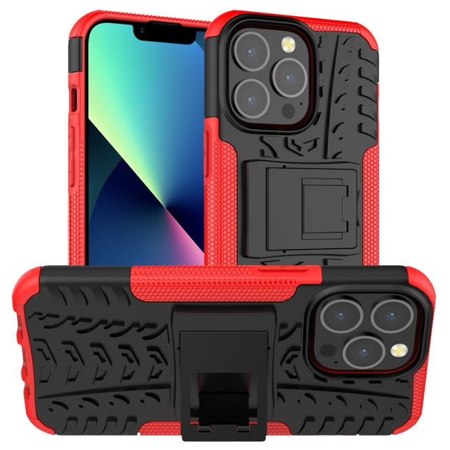 Tire Texture Shockproof TPU+PC Protective Case with Holder, For iPhone 13 mini, For iPhone 13, For iPhone 13 Pro