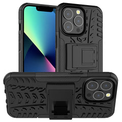 Funda protectora de TPU+PC a prueba de golpes con textura de neumático y soporte, para iPhone 13 mini, para iPhone 13, para iPhone 13 Pro, para iPhone 13 Pro Max