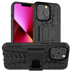 Funda protectora de TPU+PC a prueba de golpes con textura de neumático y soporte, para iPhone 13 mini, para iPhone 13, para iPhone 13 Pro, para iPhone 13 Pro Max