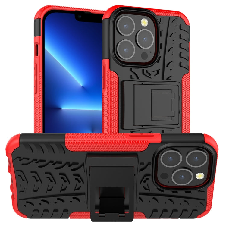Tire Texture Shockproof TPU+PC Protective Case with Holder, For iPhone 13 Pro Max