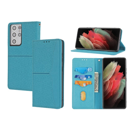 Woven Texture Stitching Magnetic Horizontal Flip PU Leather Case with Holder & Card Slots & Wallet & Lanyard, For Samsung Galaxy S21+ 5G, For Samsung Galaxy S21 Ultra 5G