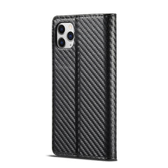 LC.IMEEKE Carbon Fiber PU + TPU Horizontal Flip Leather Case with Holder & Card Slot & Wallet, For iPhone 11, For iPhone 11 Pro, For iPhone 11 Pro Max, For iPhone 12 mini, For iPhone 12 / 12 Pro, For iPhone 12 Pro Max, For iPhone X / XS, For iPhone XR